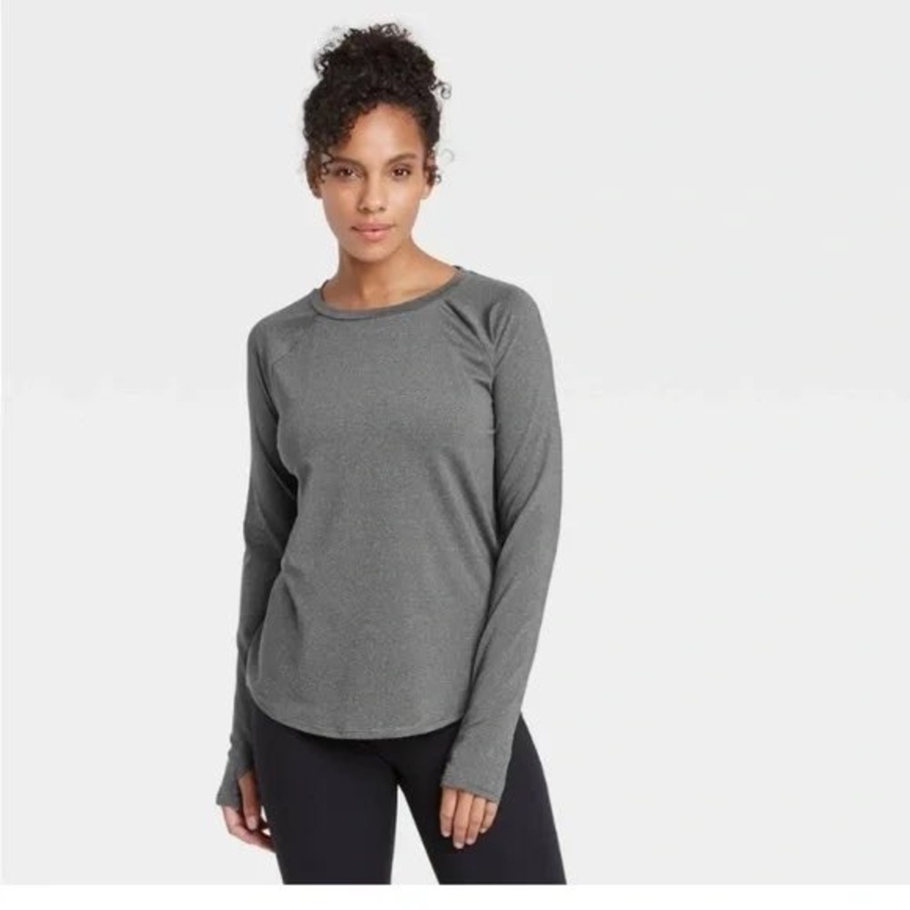 All in Motion Women's 1X‎ Essential Long Sleeve Gray Athletic Top Workout Shirt